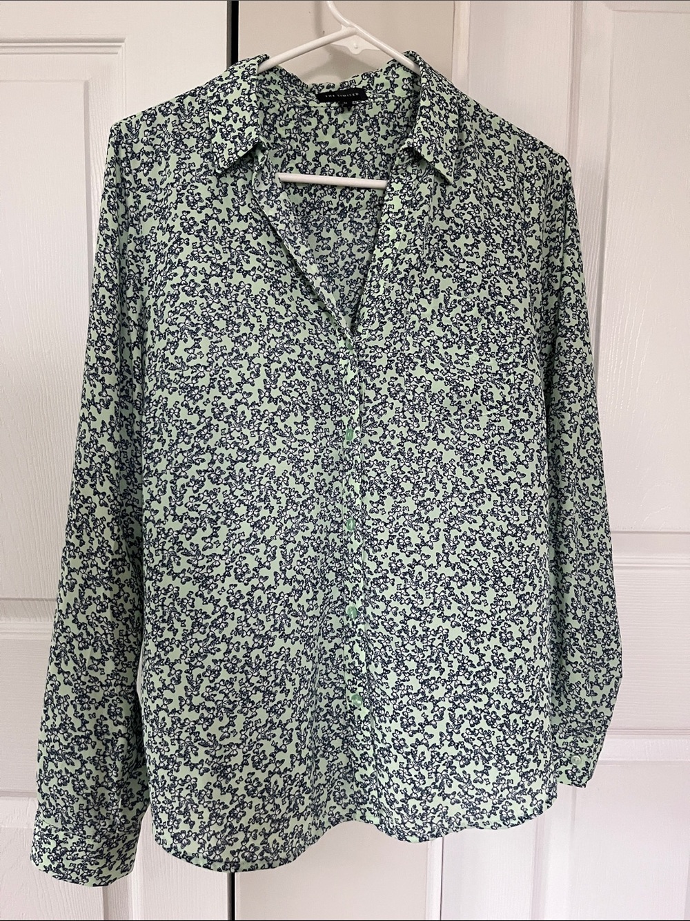 The Limited Mint Green Button-Down Shirt with Navy Floral Print